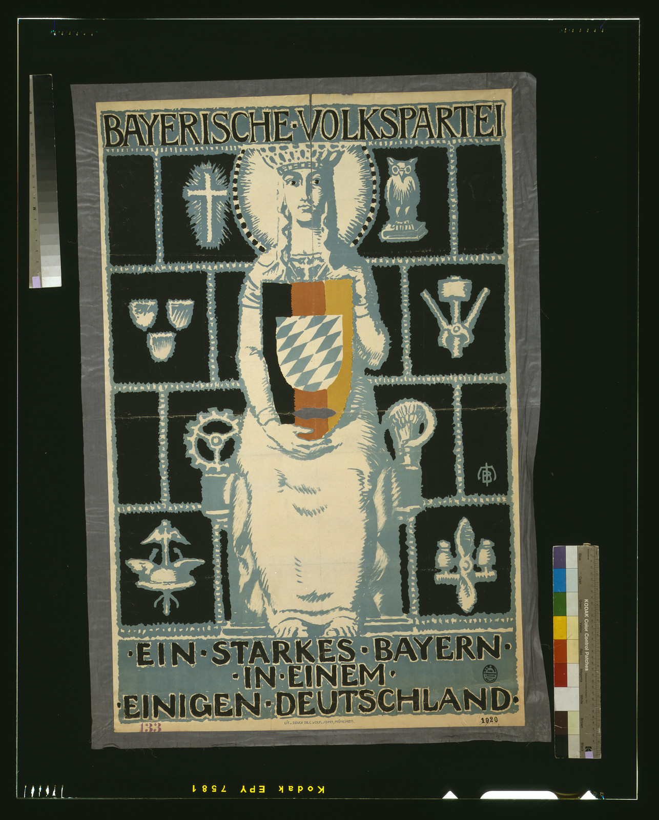 Bayerische Volkspartei ein starkes Bayern in einem einigen Deutschland, 1920 — vintage poster