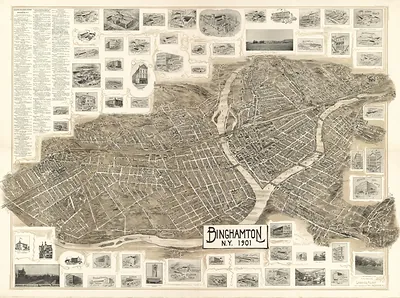 Bird's-eye panoramic map of Binghamton, N.Y., 1901
