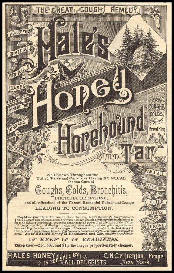 Hale's Honey of Horehound and Tar cough remedy advertisement — historic image
