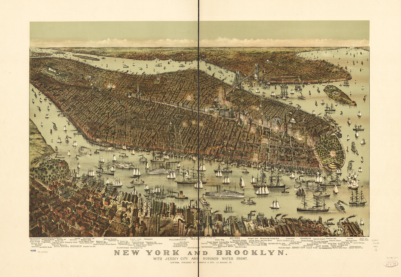 New York, New York, 1892, 1892 — antique map