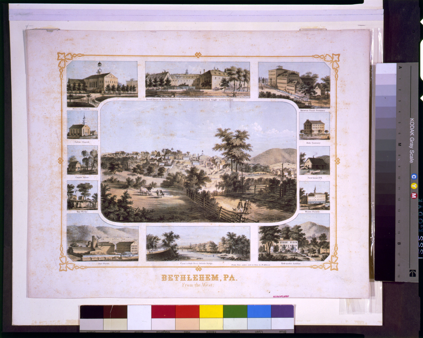 Bethlehem, Pa. From the west / drawn from nature and on stone by Fr. Kilian., [1844-1860] — antique lithograph