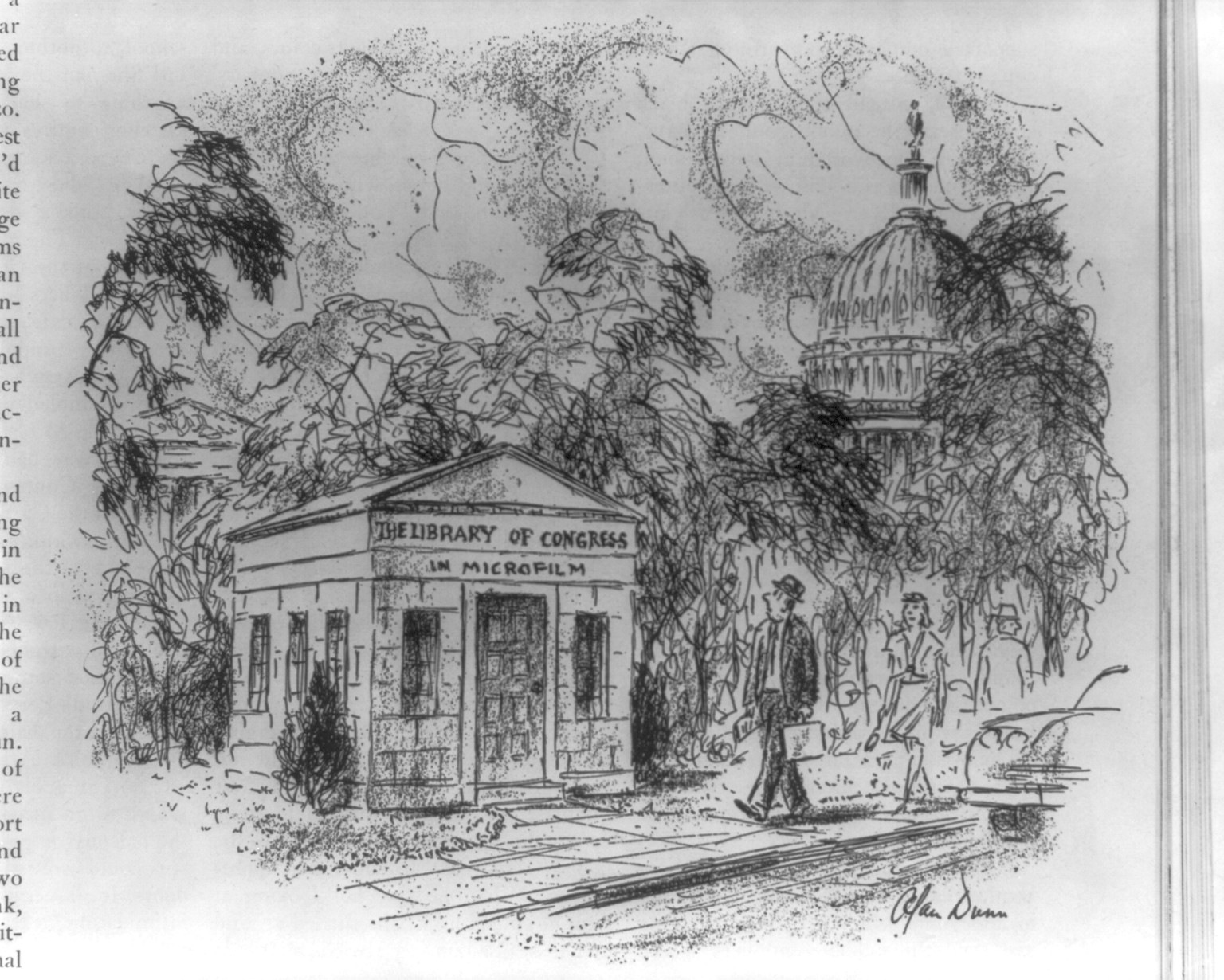 [Cartoon - The Library of Congress in microfilm"]" — historic image