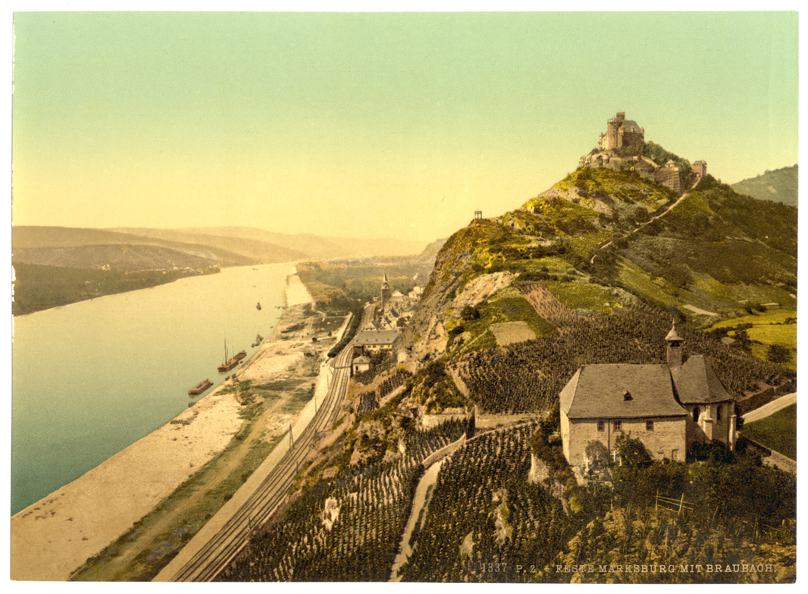 Marksburg and Braubach the Rhine Germany, [between ca. 1890 and ca. 1910]. — historic print