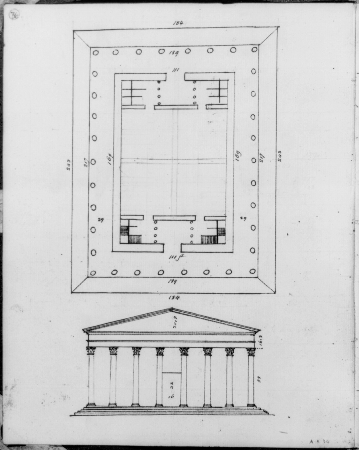 [Girard College, Philadelphia, Pa. Plan and elevation], [between 1803 and 1827] — historic drawing