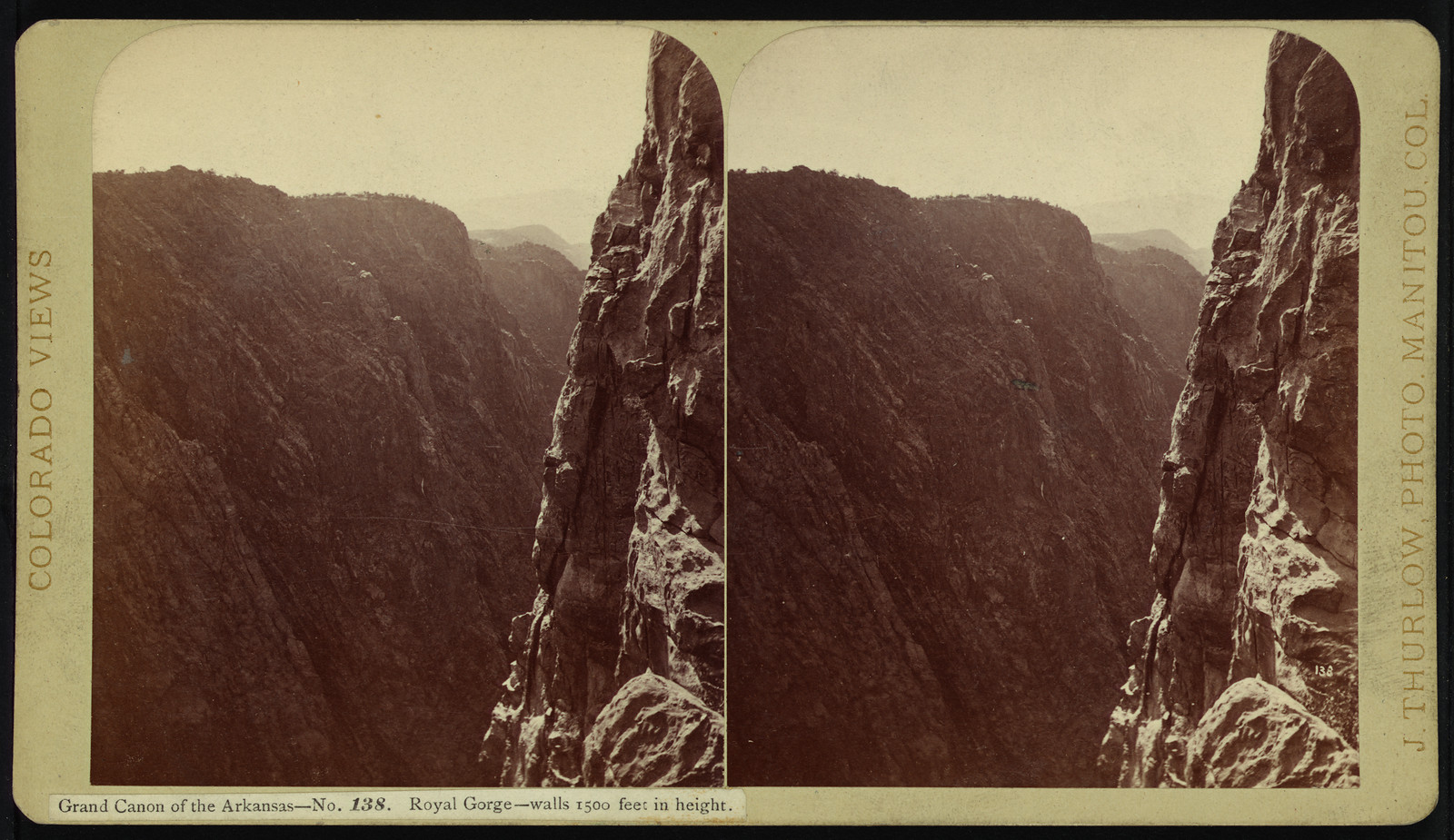 Royal Gorge, Grand Canon of the Arkansas, Colorado Views No. 138 — historic image