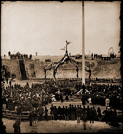 Charleston S.C. Crowd inside Fort Sumter; another view