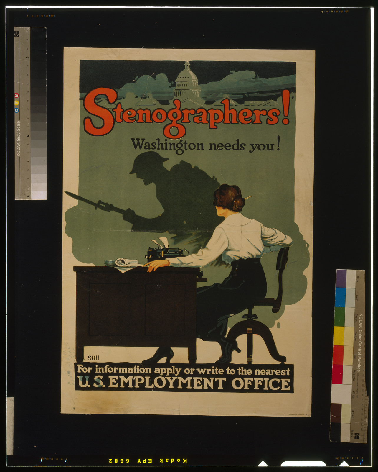 Stenographers! Washington needs you! / Still., 1917 — vintage poster
