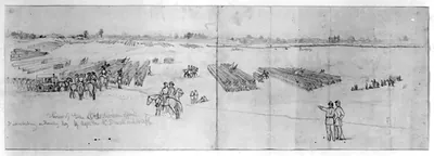 Review of Gen. Ord's division, opposite Fredericksburg, by Maj. Gen. McDowall [sic] and staff