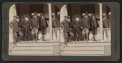 President Roosevelt and the noted naturalist John Burroughs, at Fort Yellowstone, Yellowstone Park