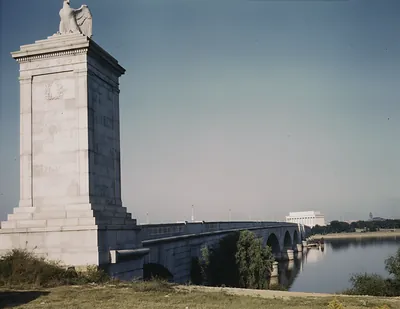 Memorial Bridge, Looking From The Virginia Side Of The Potomac River Across To The Lincoln Memorial, Washington, D.C. Transfer from U.S. Office of War Information