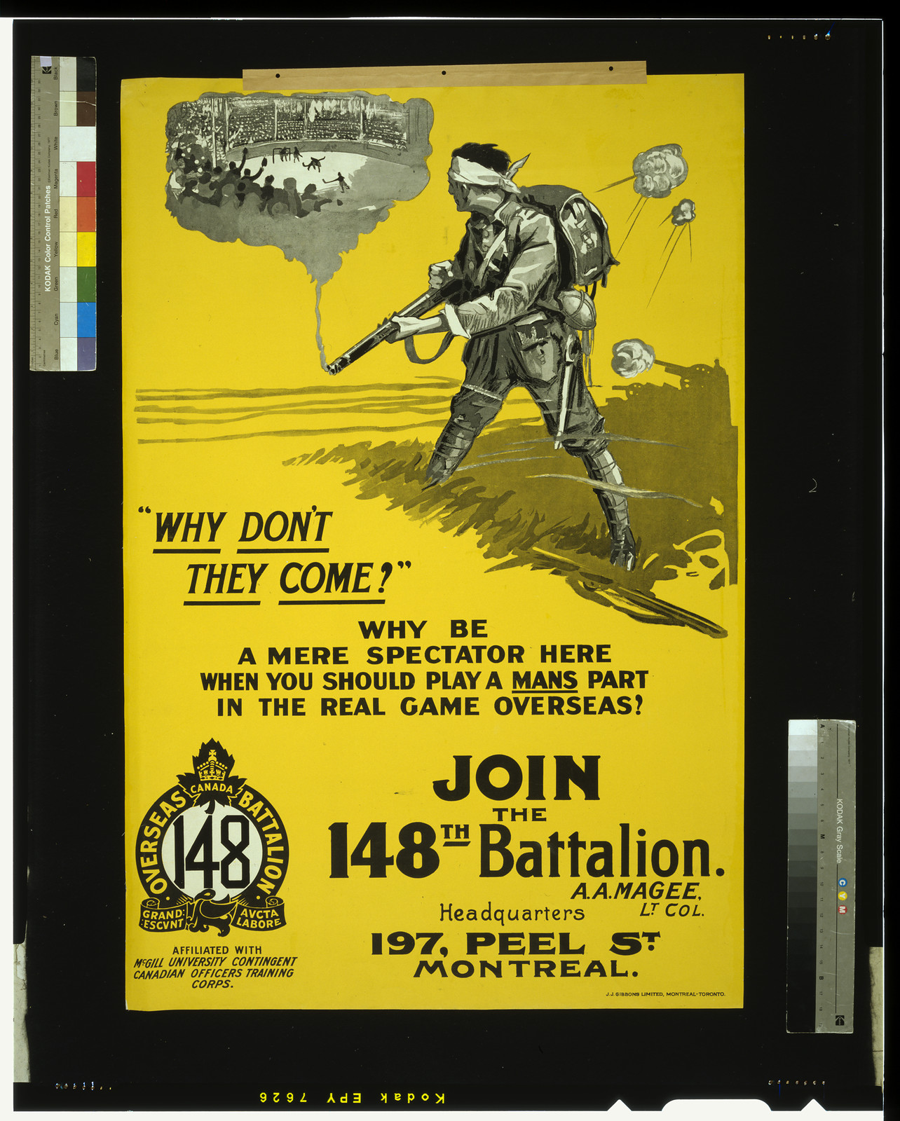 Why dont they come? ... join the 148th Battalion, 1914 — vintage poster