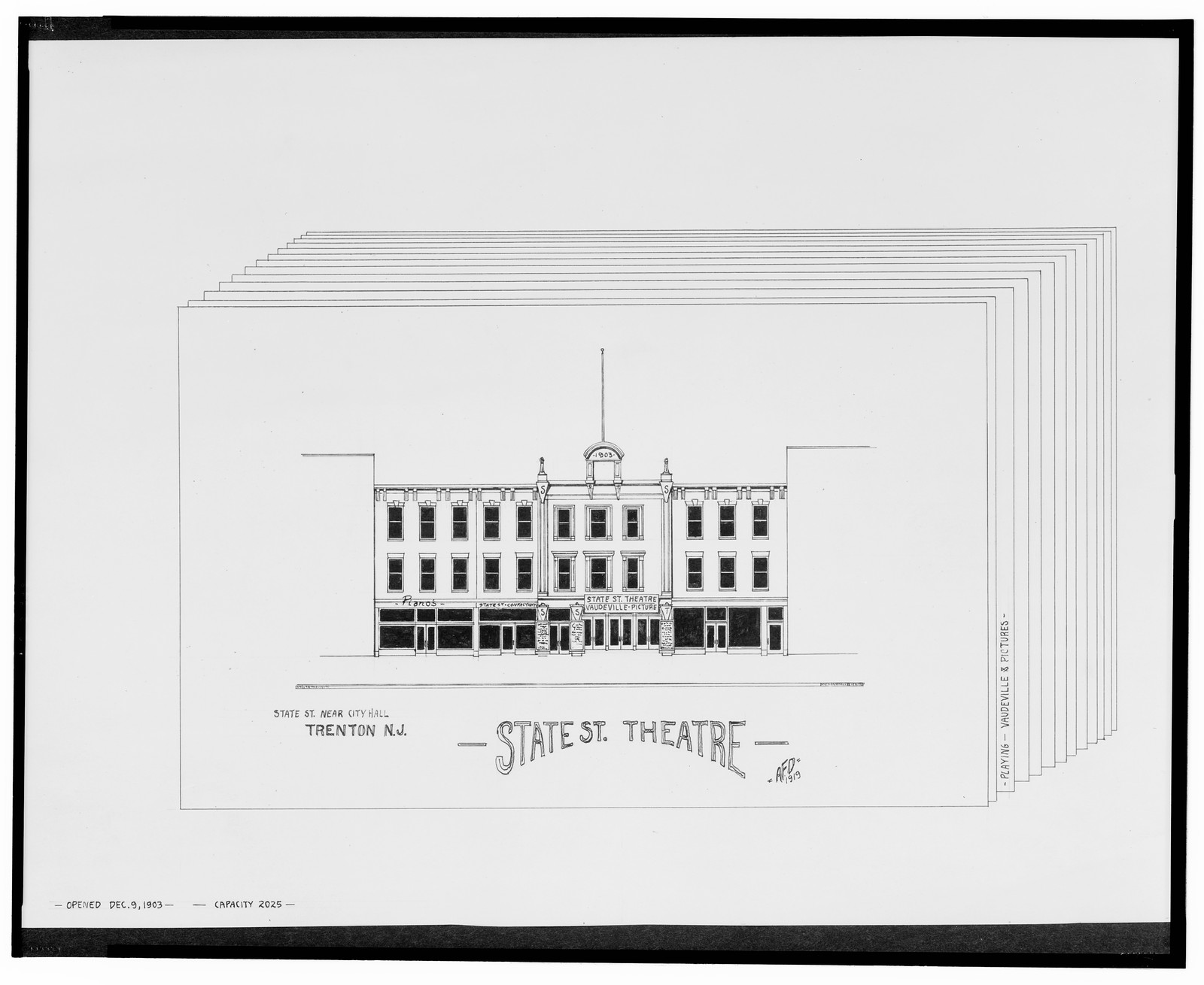 [State St. Theatre, State St. near city hall, Trenton, New Jersey] / AFD 1919., And Engineering (ADE) Drawings — vintage poster