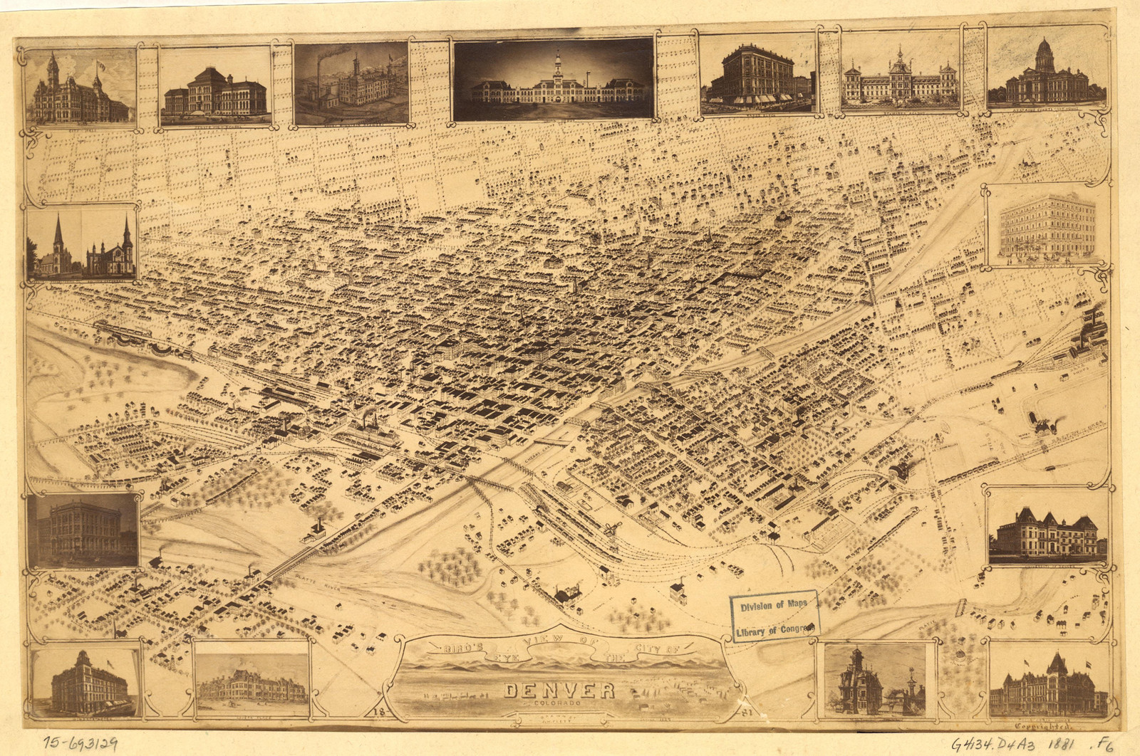 Denver, Colorado, 1881, 1881 — antique map