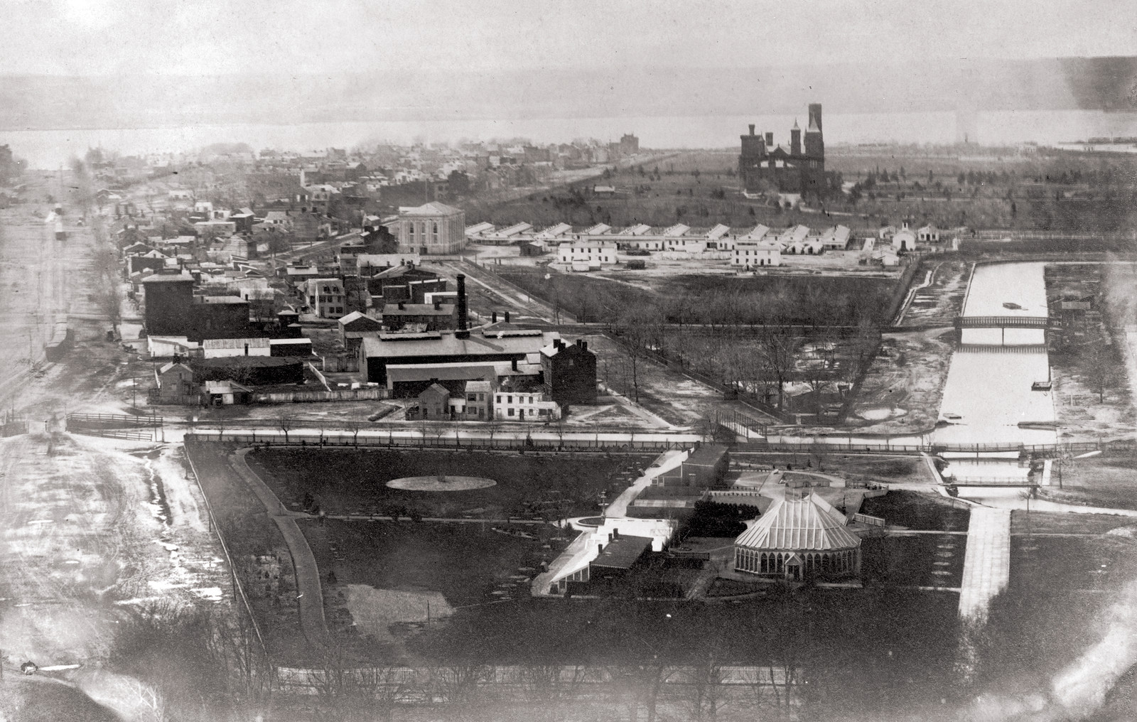 Early Photographic View of Washington, D.C. from the Capitol Looking West-Southwest [c. 1863], 1863 — historic photograph