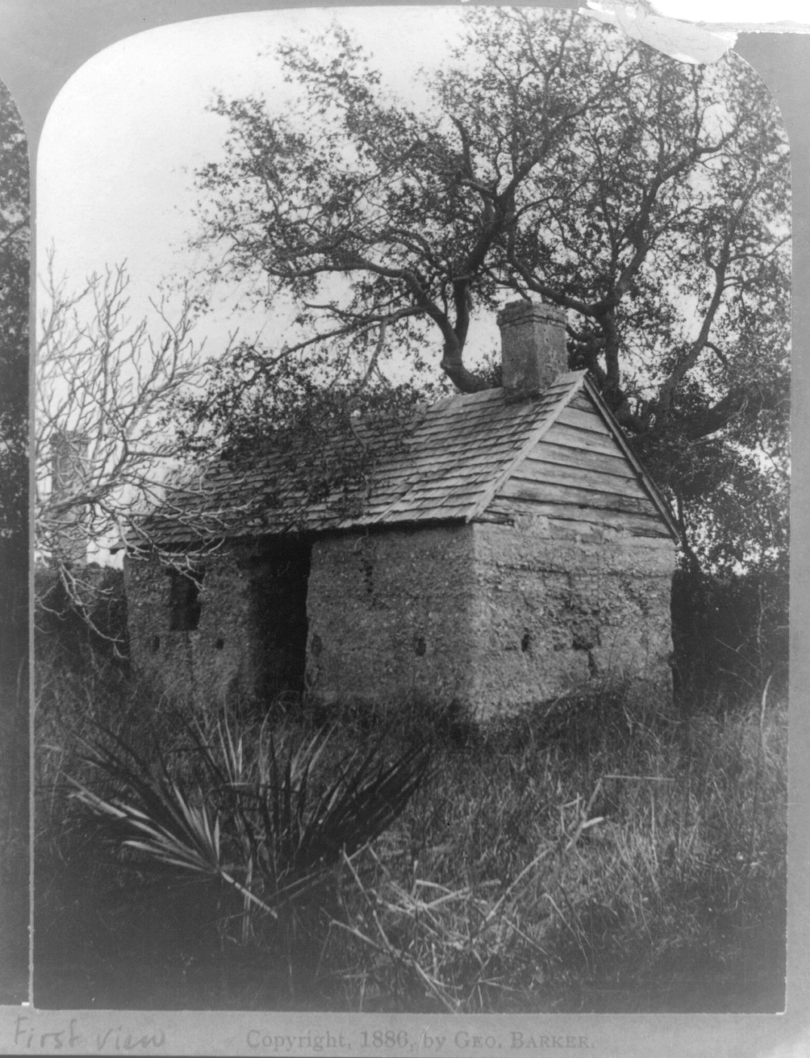 Florida-- ruins of the slave cabins--Ft. George Id. / Geo. Barker, photographer, Niagara Falls, N.Y., Niagara Falls, N.Y. : Geo. Barker, c1886. — historic photograph