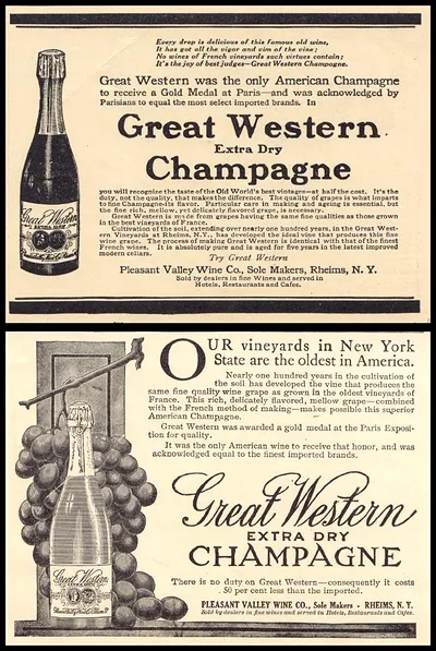 Great Western Champagne advertisement, Pleasant Valley Wine Co.