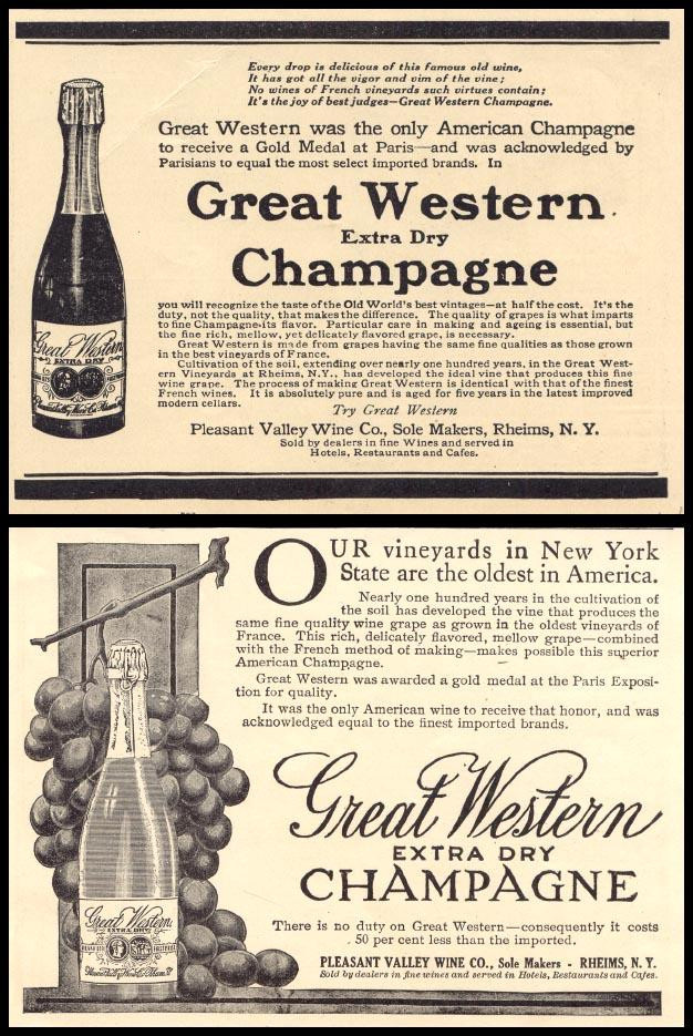 Great Western Champagne advertisement, Pleasant Valley Wine Co. — historic image