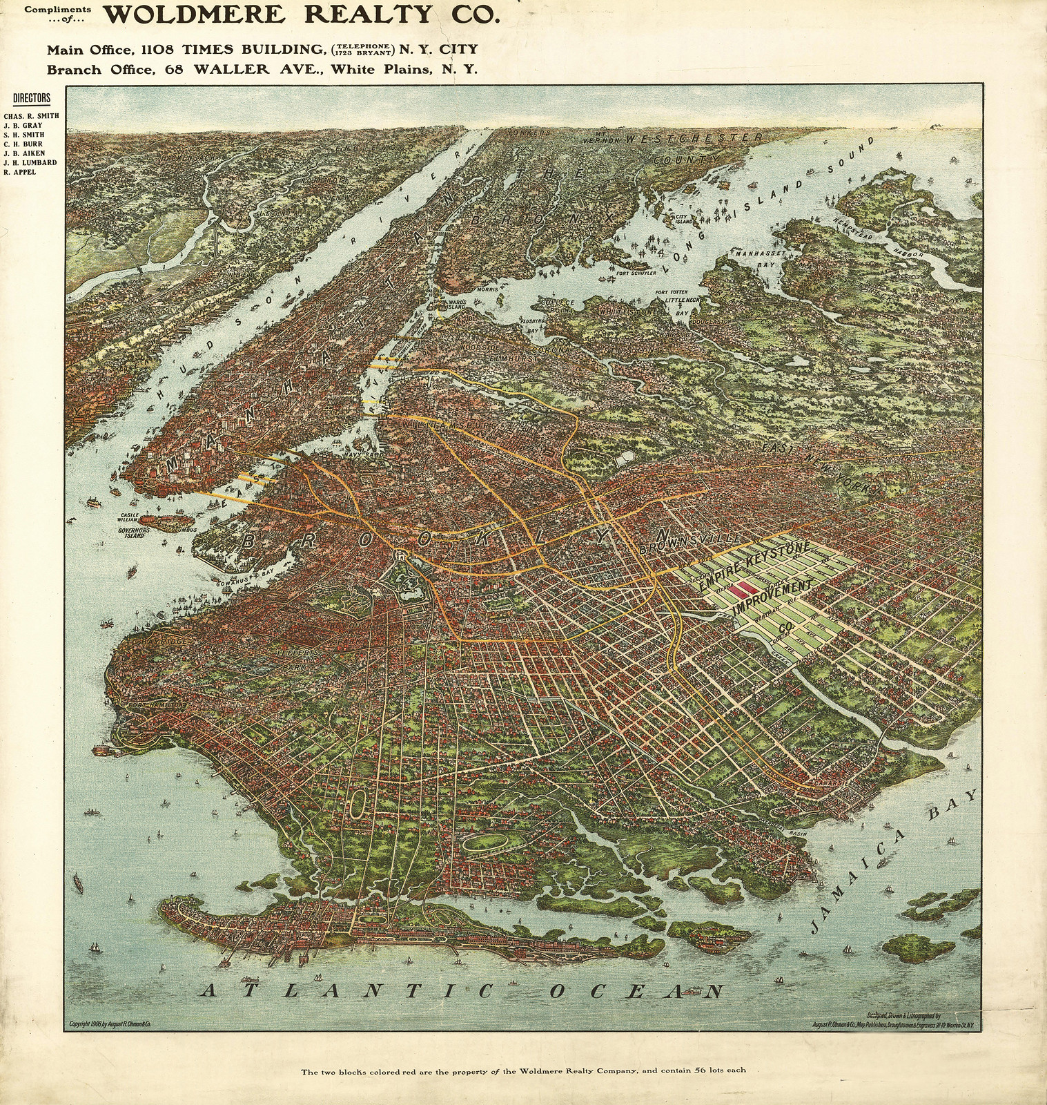 Brooklyn, New York, 1908, 1908 — antique map
