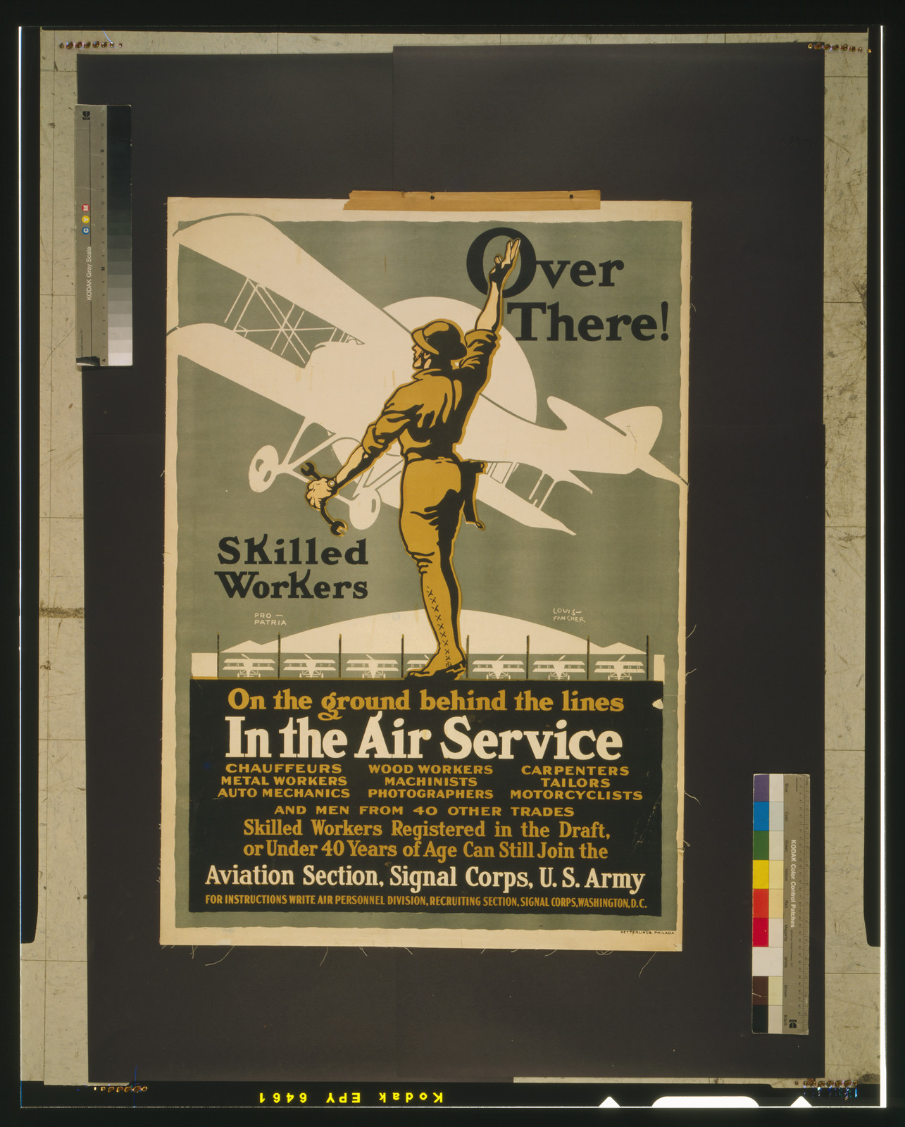 Over there! Skilled workers On the ground behind the lines - In the Air Service / Louis Fancher., Philada. : Ketterlinus, [1917?] — vintage poster