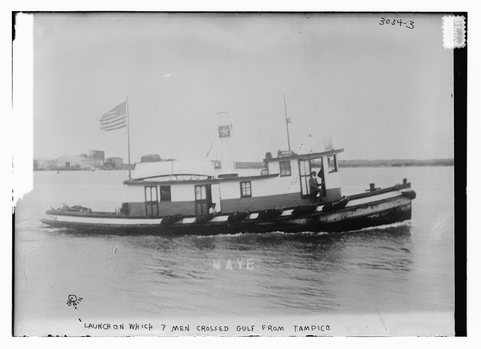 Launch on which 7 men crossed gulf from Tampico, n/a — historic photograph