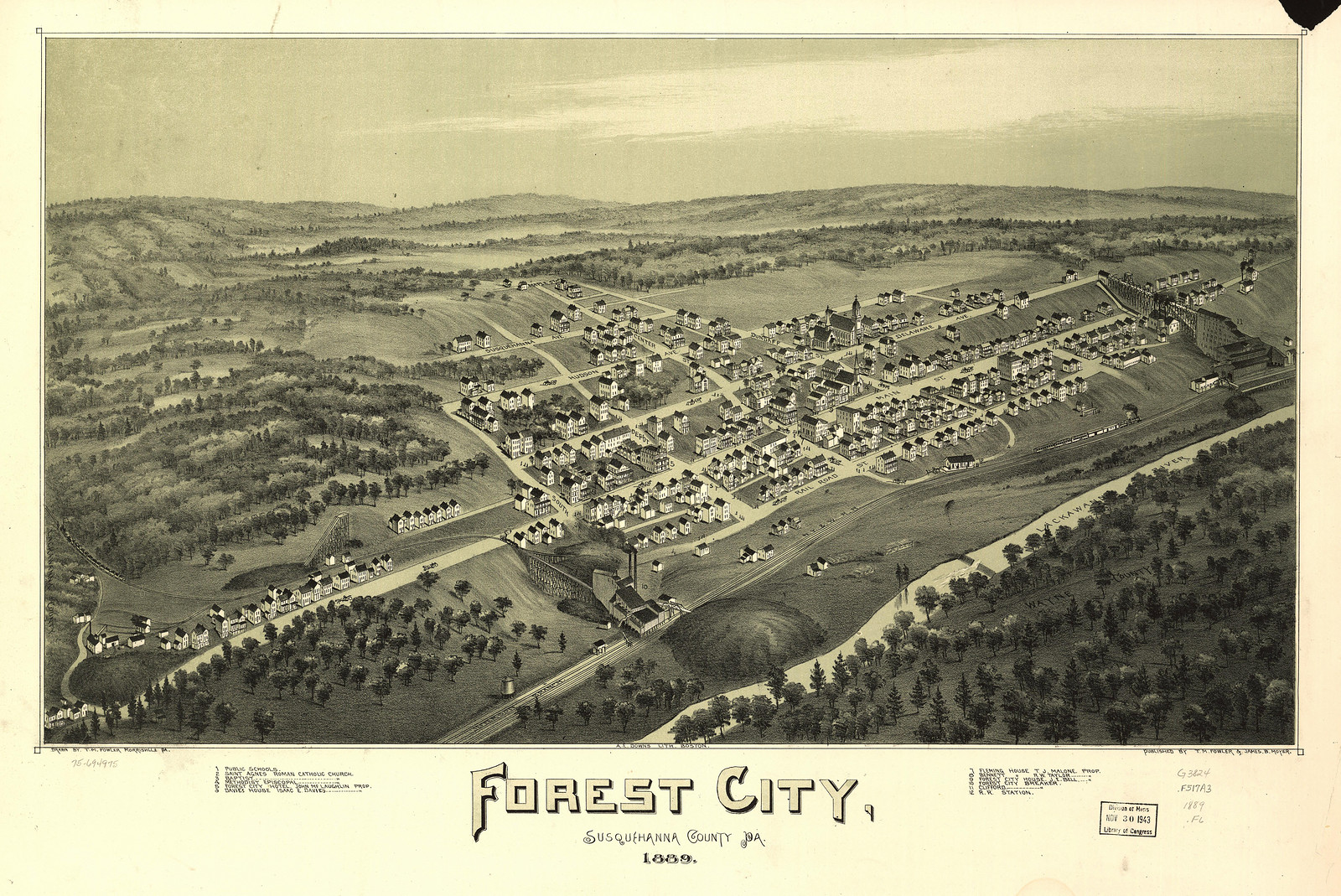 Forest City, Pennsylvania, 1889, 1889 — antique map