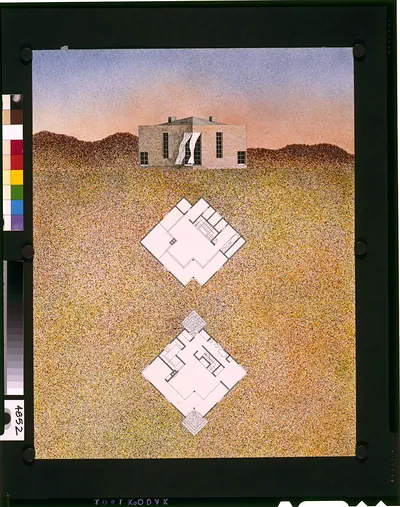 [Project, Rodeino residence, (Oakville, Calif.). Perspective and plans]