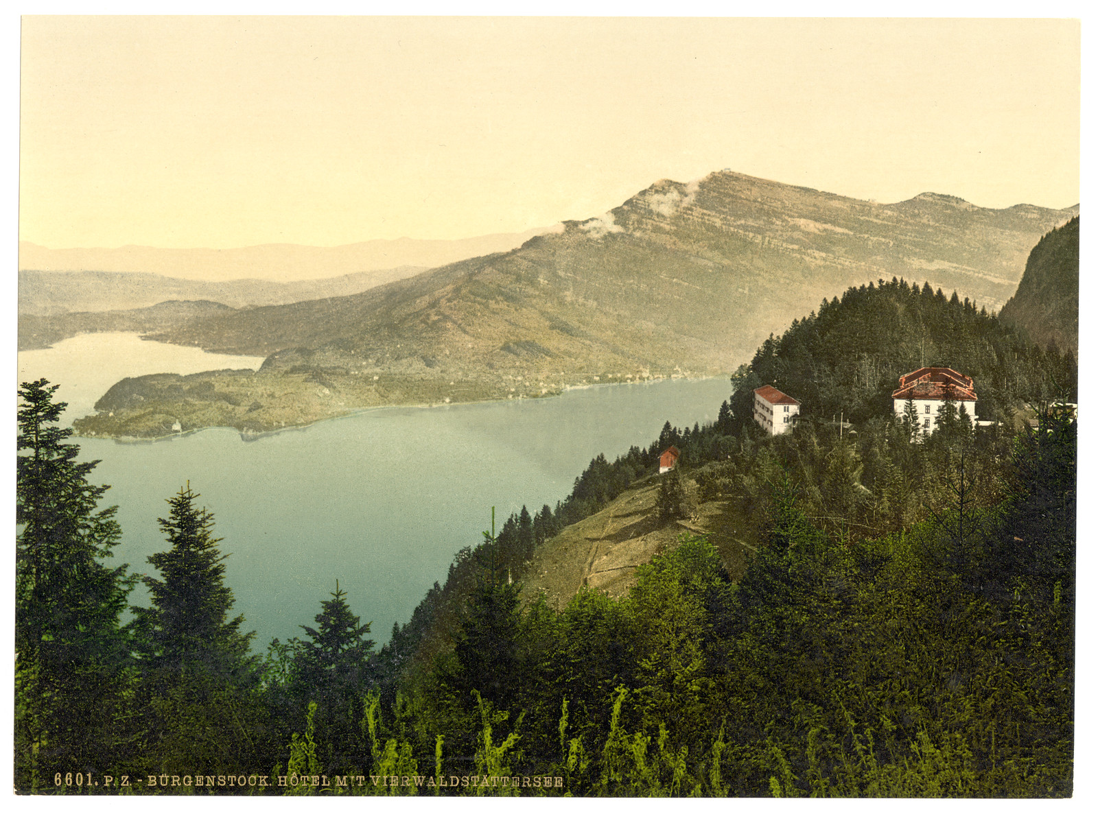 Burgenstock hotel and lake Lake Lucerne Switzerland, [between ca. 1890 and ca. 1900]. — historic print