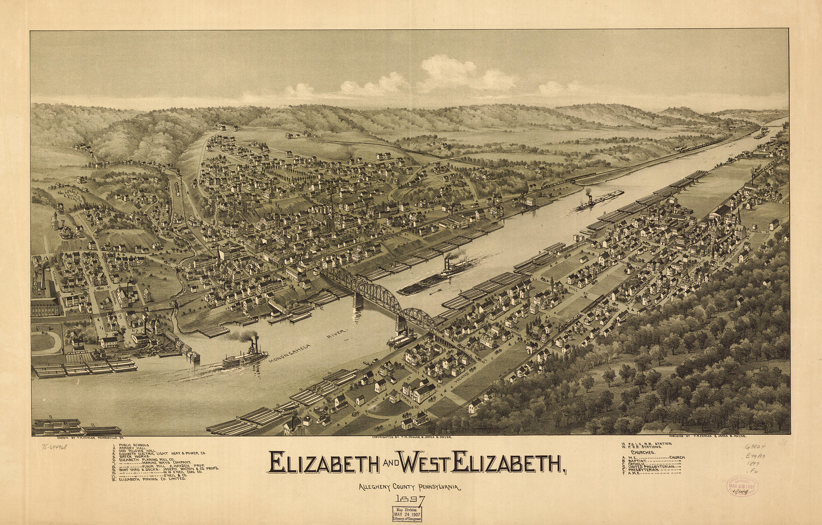 Elizabeth, Pennsylvania, 1897, 1897 — antique map