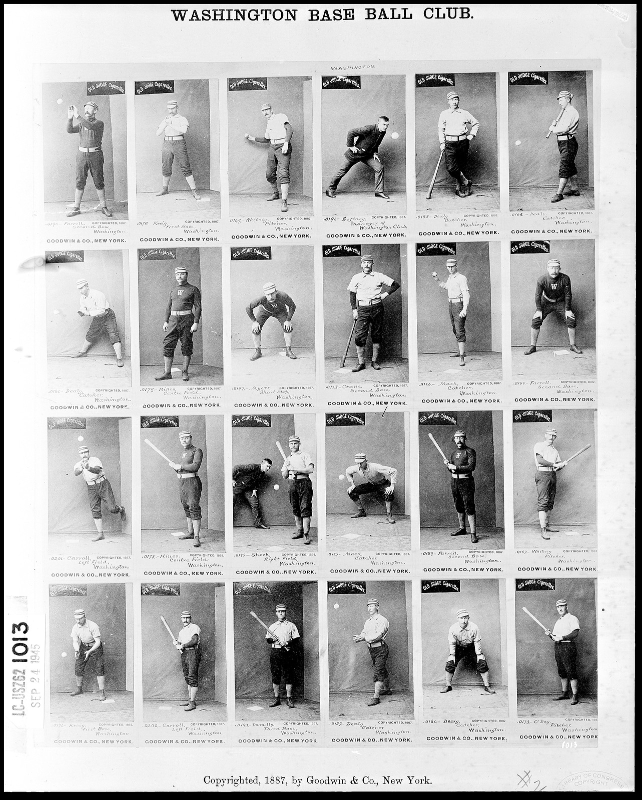 Washington base ball club, c1887. — historic photograph