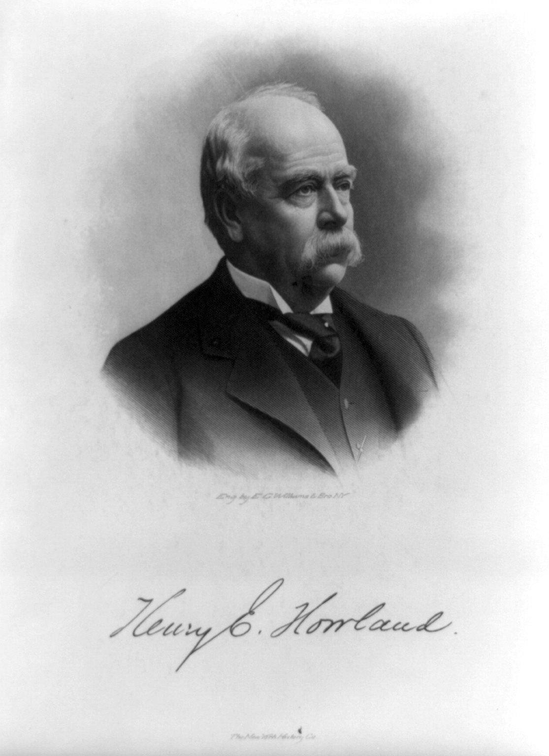 [Henry Elias Howland, head-and-shoulders portrait, facing right], [between 1880 and 1910] — antique engraving