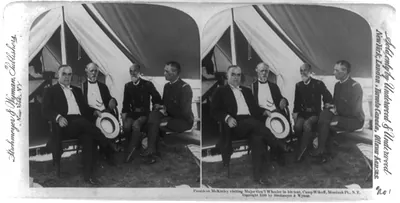 President McKinley visiting Major Gen'l Wheeler in his tent, Camp Wikoff, Montauck Pt., N.Y.