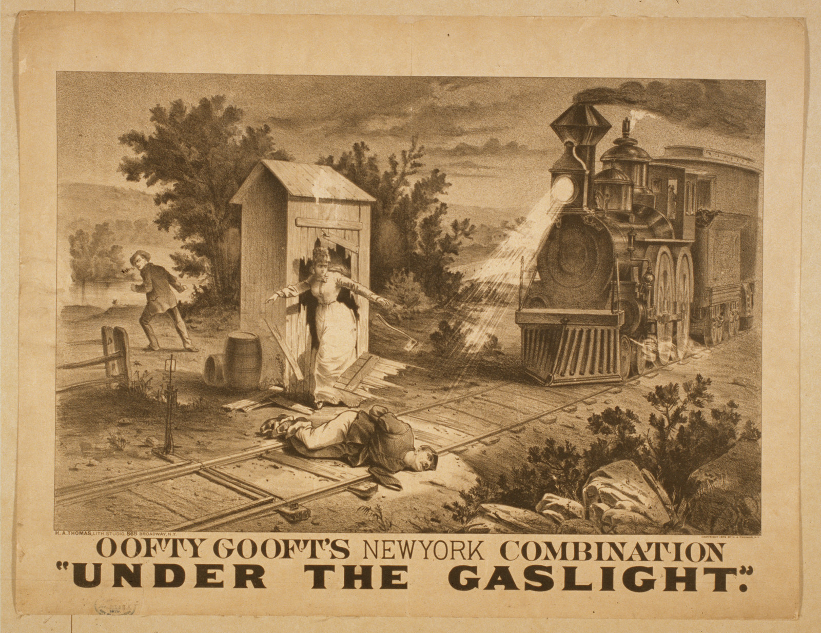 Under the gaslight, N.Y. : H.A. Thomas Lith. Studio, c1879. — historic image
