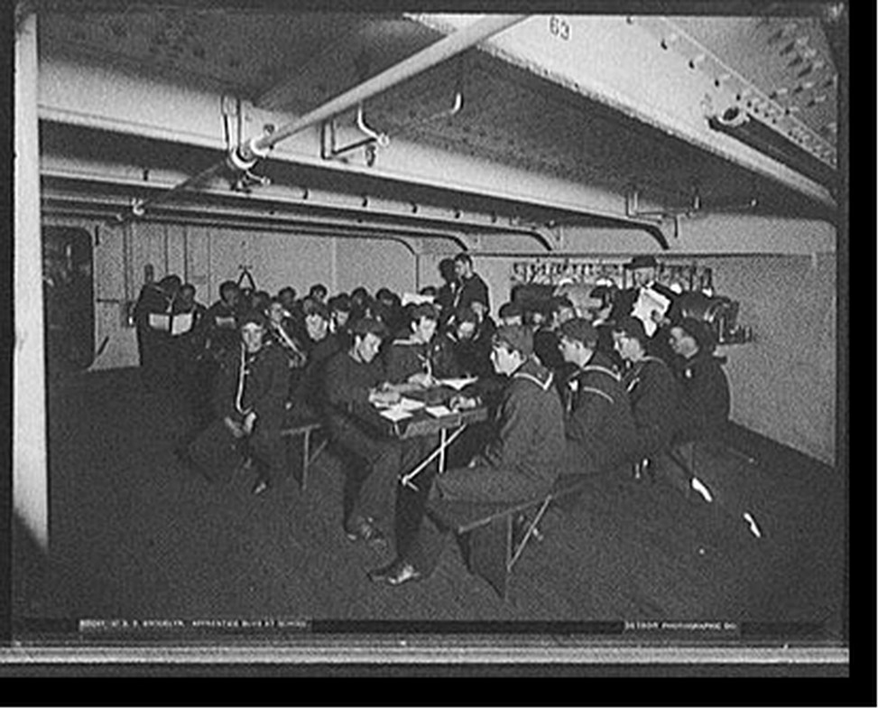 U.S.S. Brooklyn, apprentice boys at school, [between 1896 and 1901] — historic photograph
