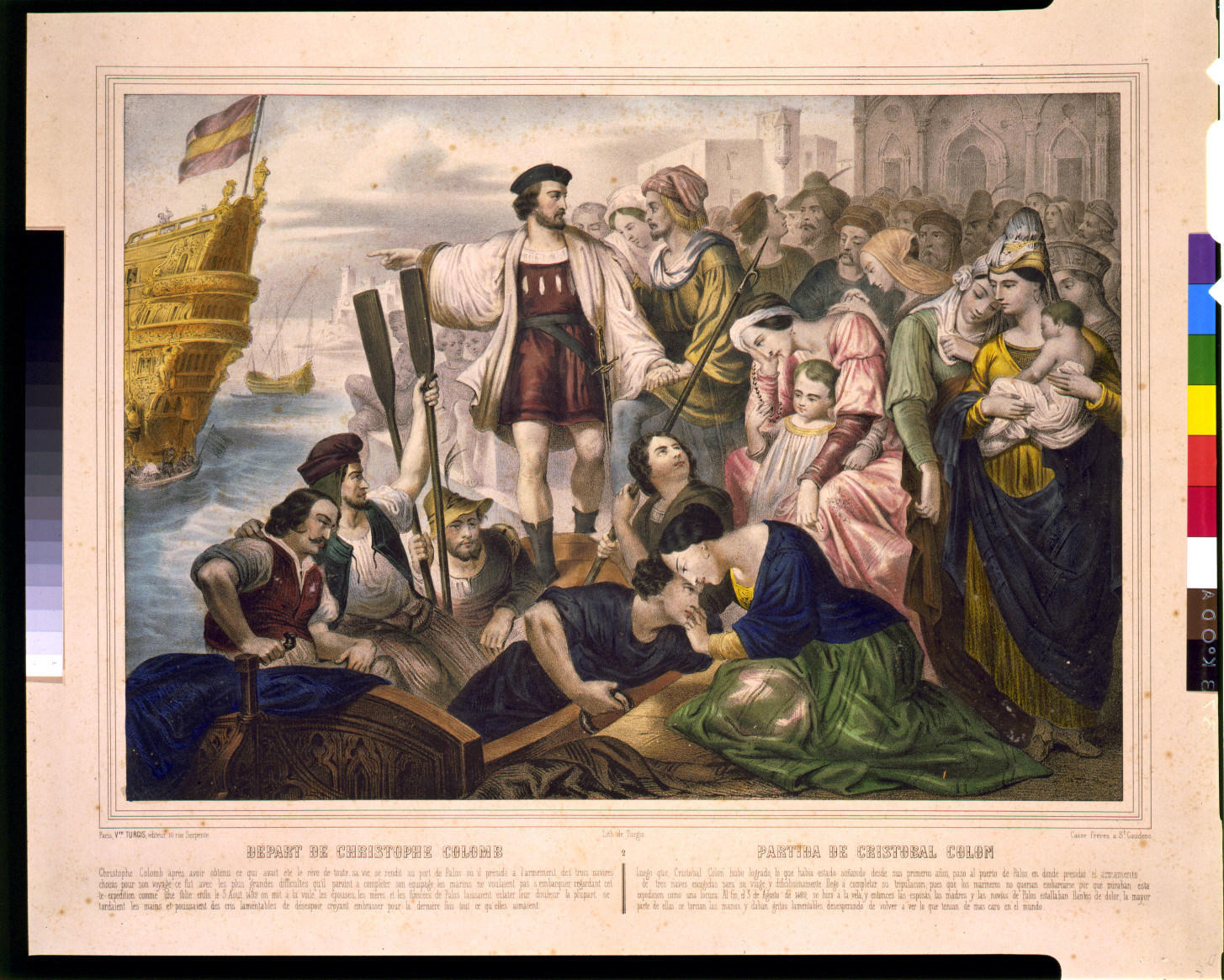 Depart de Christophe Colomb / lith. de Turgis ; Casse freres a St. Gaudens., Paris : Vve. Turgis, editeur, [between 1850 and 1900] — antique lithograph