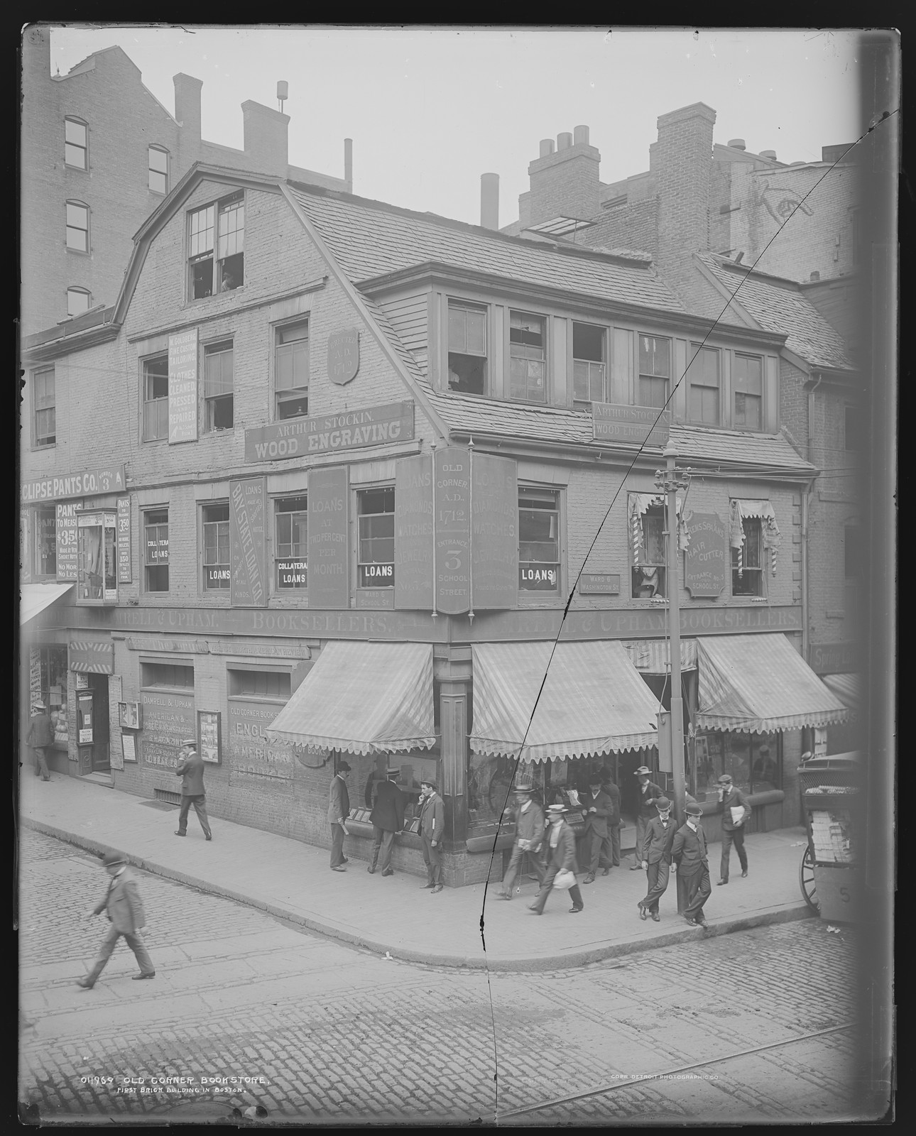 Old Corner Bookstore, first brick building in Boston, c1900. — historic photograph