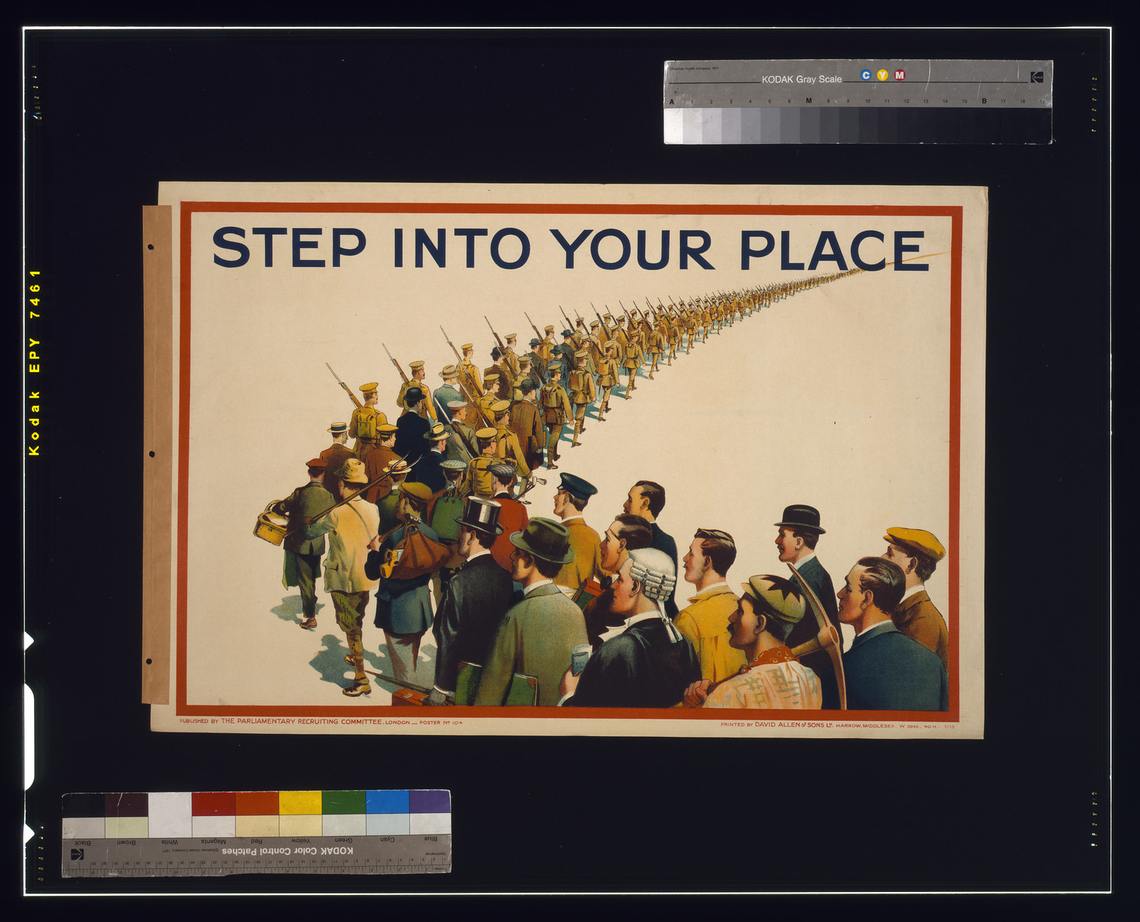 Step into your place / printed by David Allen & Sons Ld., Harrow, Middlesex., London : Parliamentary Recruiting Committee, [1915] — vintage poster