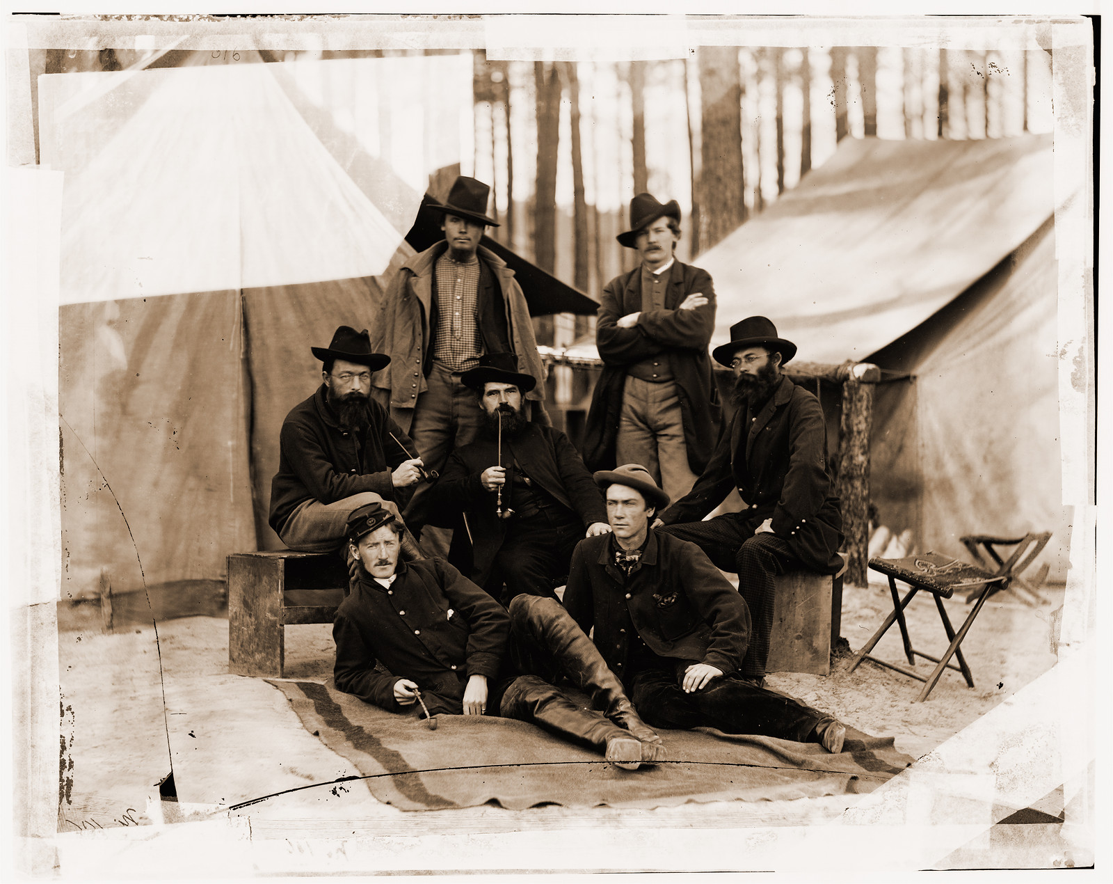 Petersburg Virginia. Group of Engineers and Draughtsmen headquarters Army of the Po, 1864 — historic photograph
