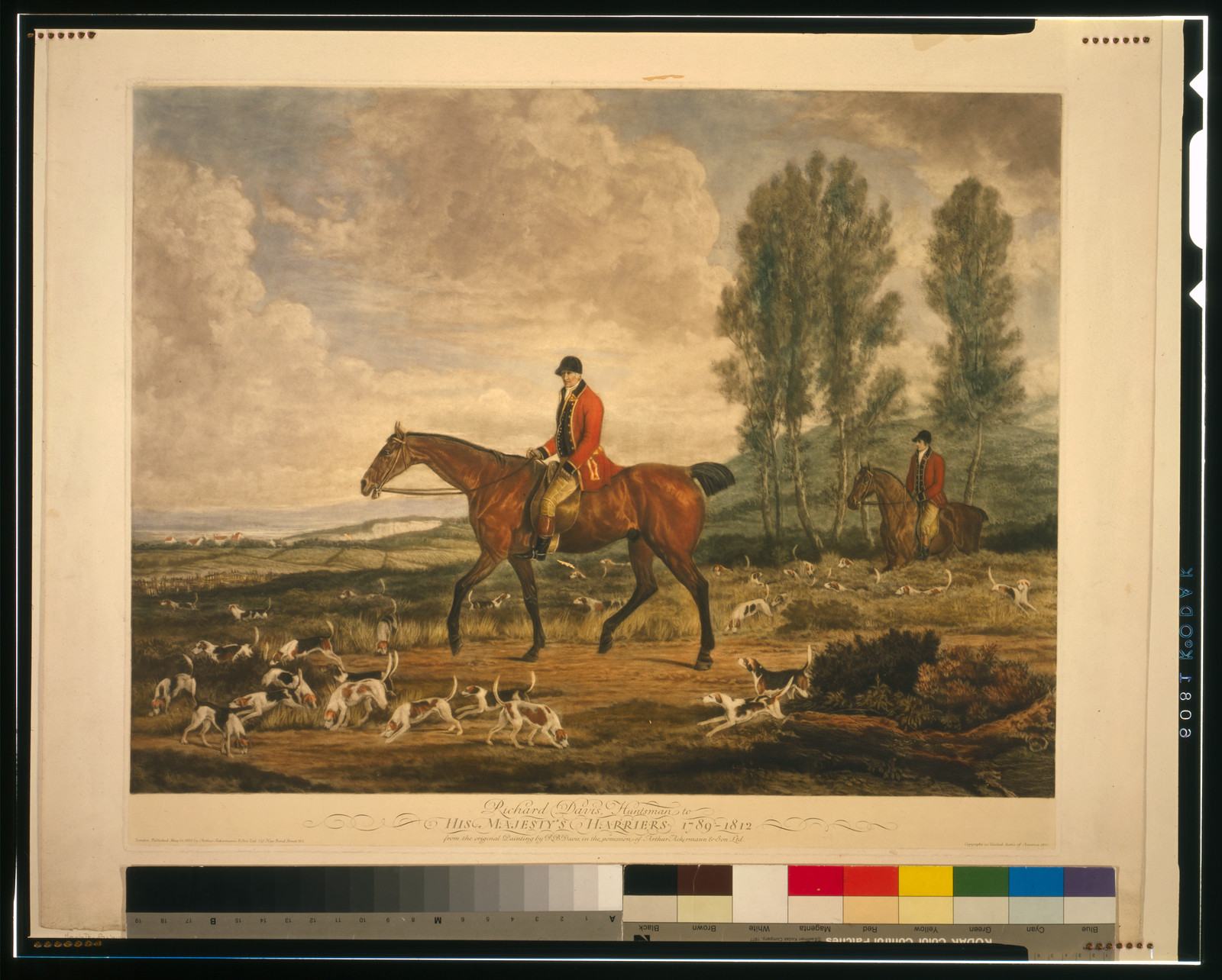 Richard Davis, huntsman to his majesty's harriers, 1789-1812, London : published by Arthur Ackermann & Son, Ltd., c1930. — antique lithograph