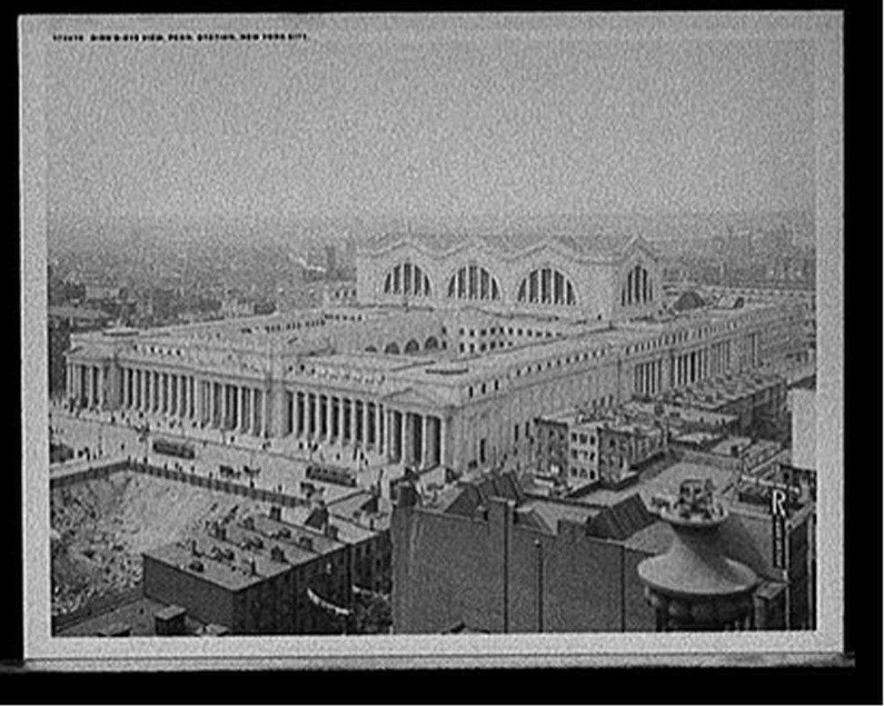 Bird's-eye view, Penn. [i.e. Pennsylvania] Station, New York City, c[between 1910 and 1920] — historic photograph