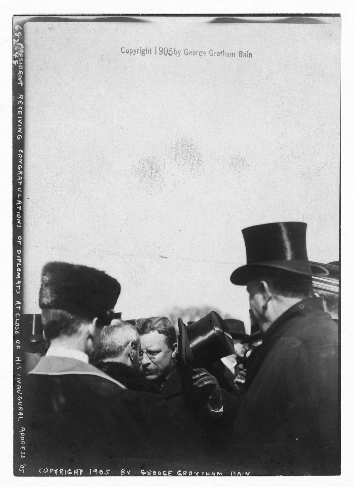 President Roosevelt congratulated by diplomats after inaugural address, n/a — historic photograph