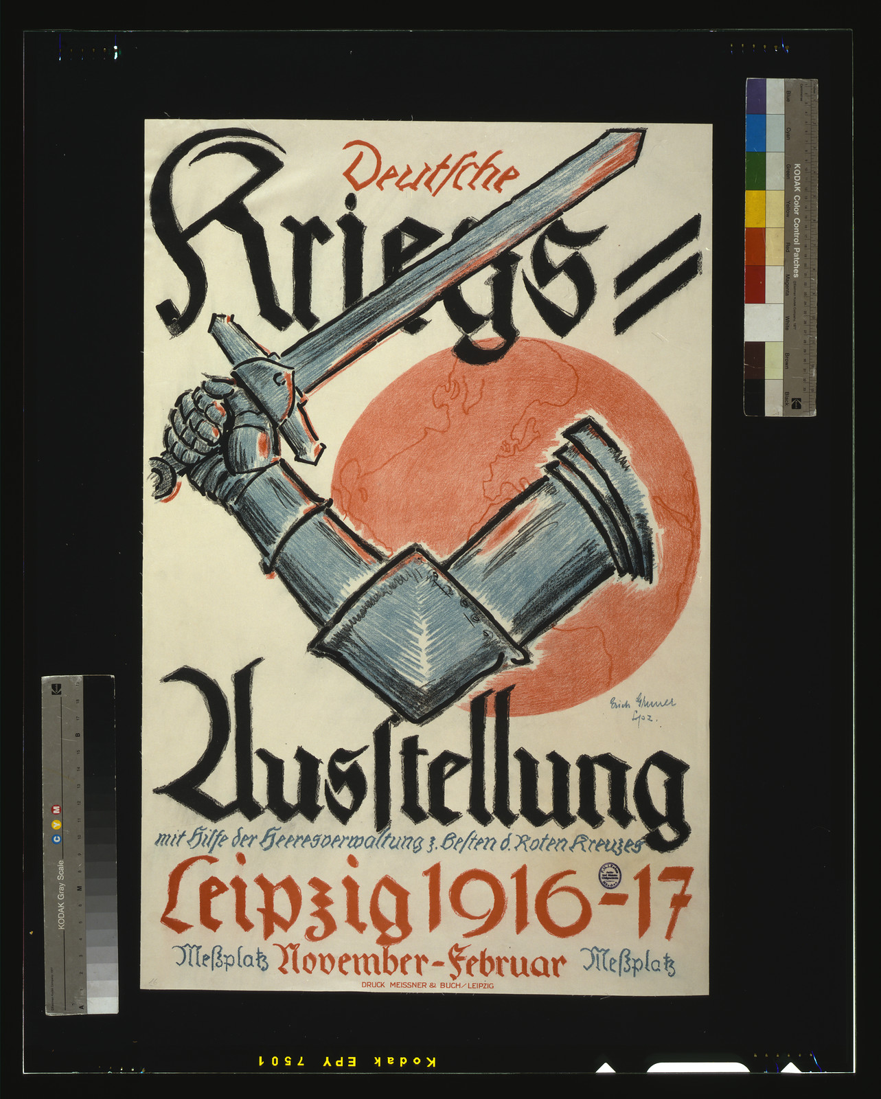Deutsche Kriegsausstellung Leipzig 1916-17 poster, 1916 — vintage poster
