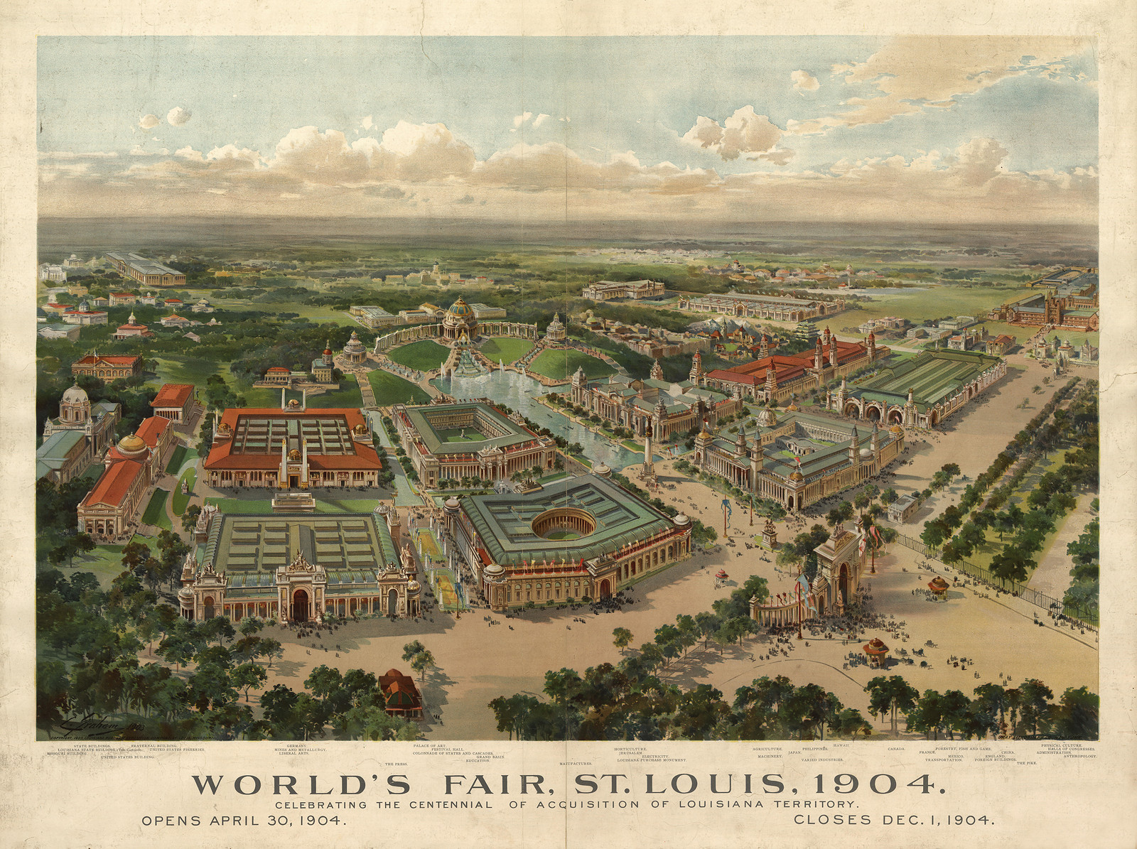 St. Louis Worlds Fair, Missouri, 1904, 1904 — antique map