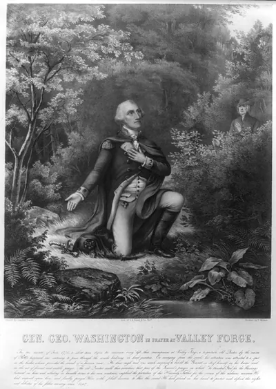 Gen. Geo. Washington in prayer at Valley Forge