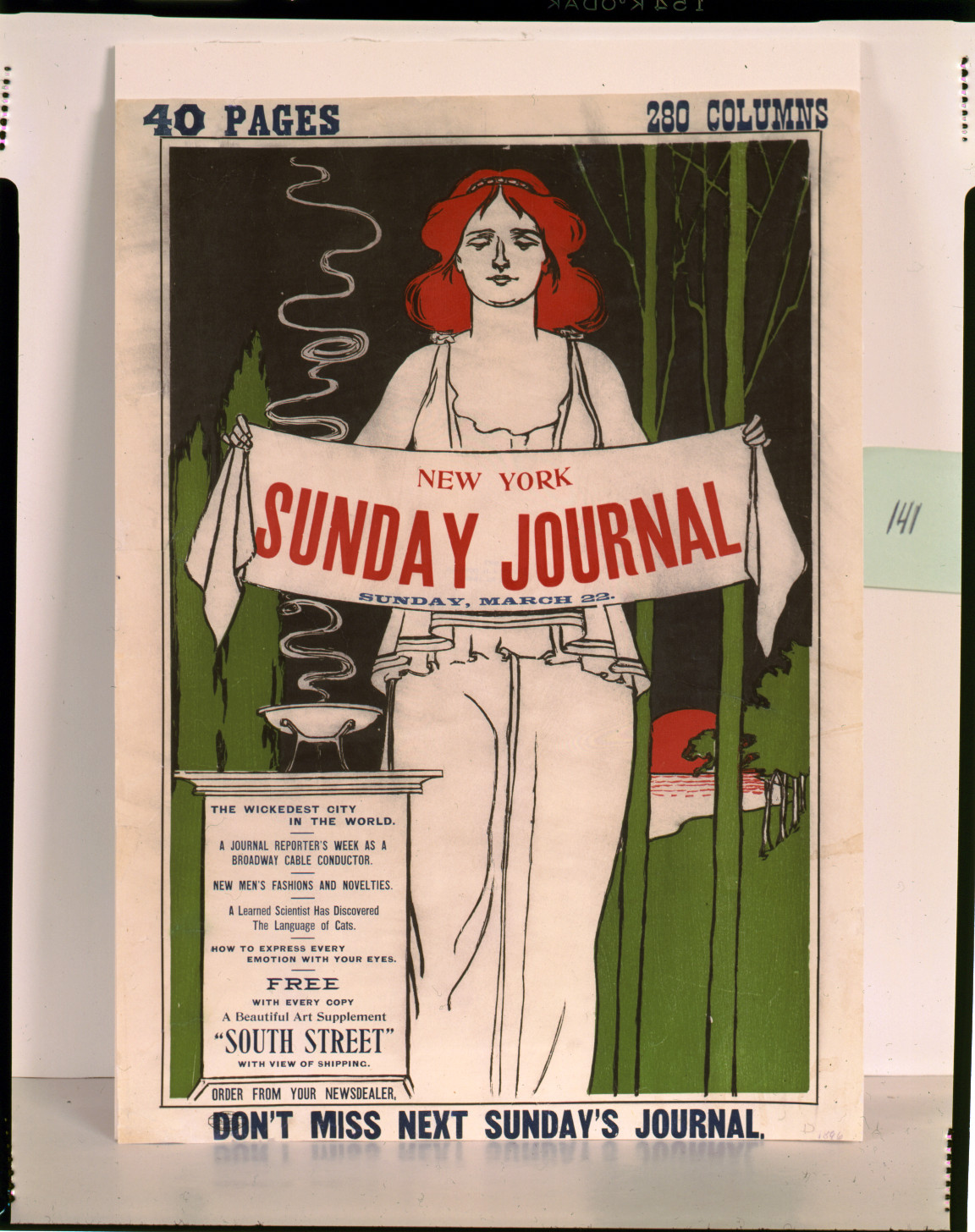 New York Sunday Journal--Sunday March 22--The wickedest city in the world / Brill., Philadelphia : H.I. Ireland, 1896. — vintage poster