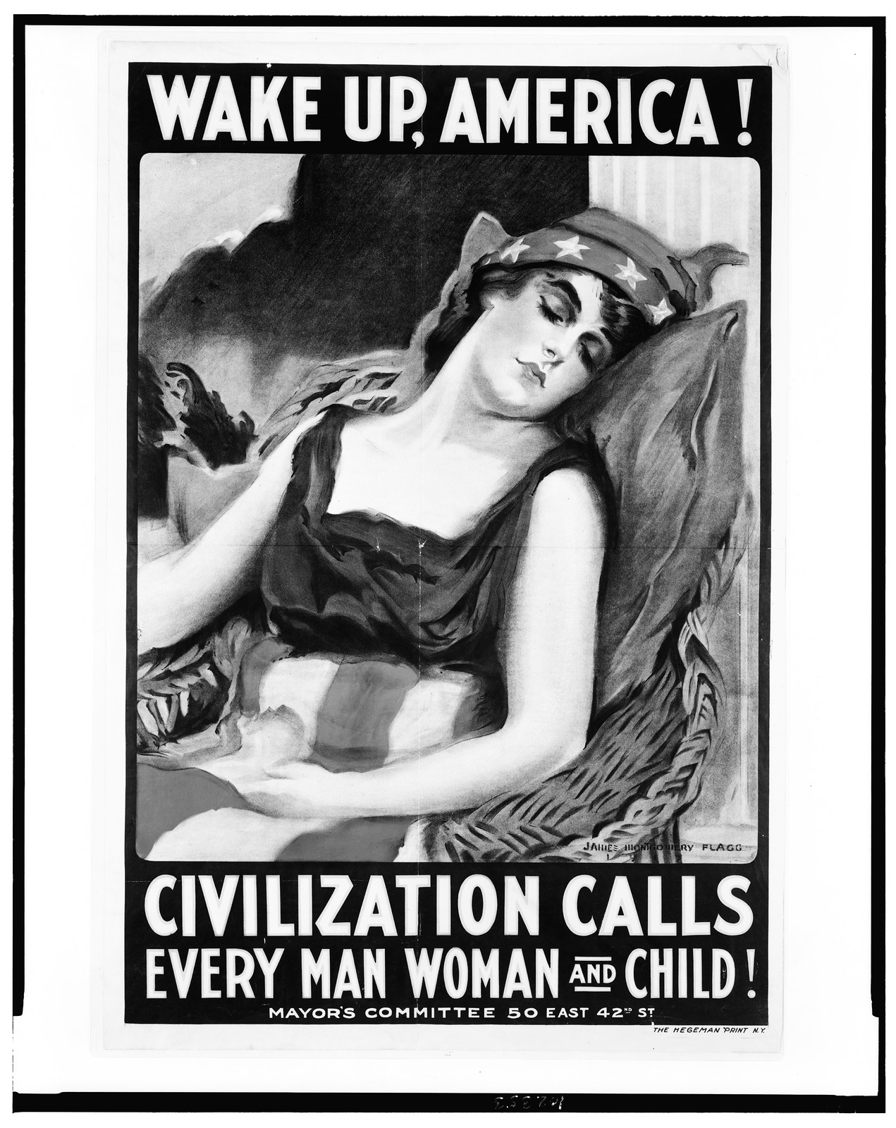 Wake up America! Civilization calls every man woman and child! / James Montgomery Flagg., 1917 — vintage poster