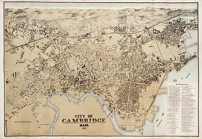 City of Cambridge, Mass., 1877 bird's-eye map
