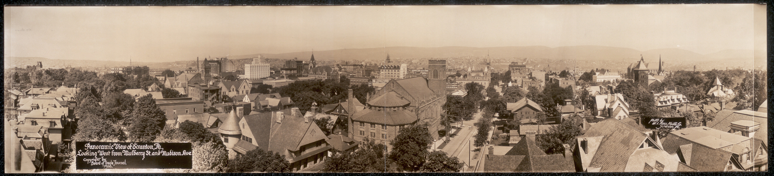 Scranton looking west Mulberry St Madison Ave, Pennsylvania, 1916, 1916 — historic image