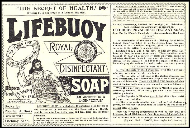 'The Secret of Health' Lifebuoy Royal Disinfectant Soap advertisement — historic image
