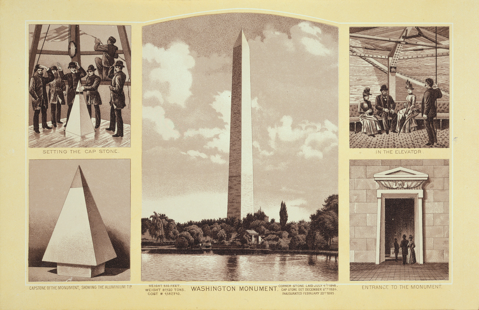 Washington Monument Illustration In Washington Album, c. 1889-1893 — antique lithograph