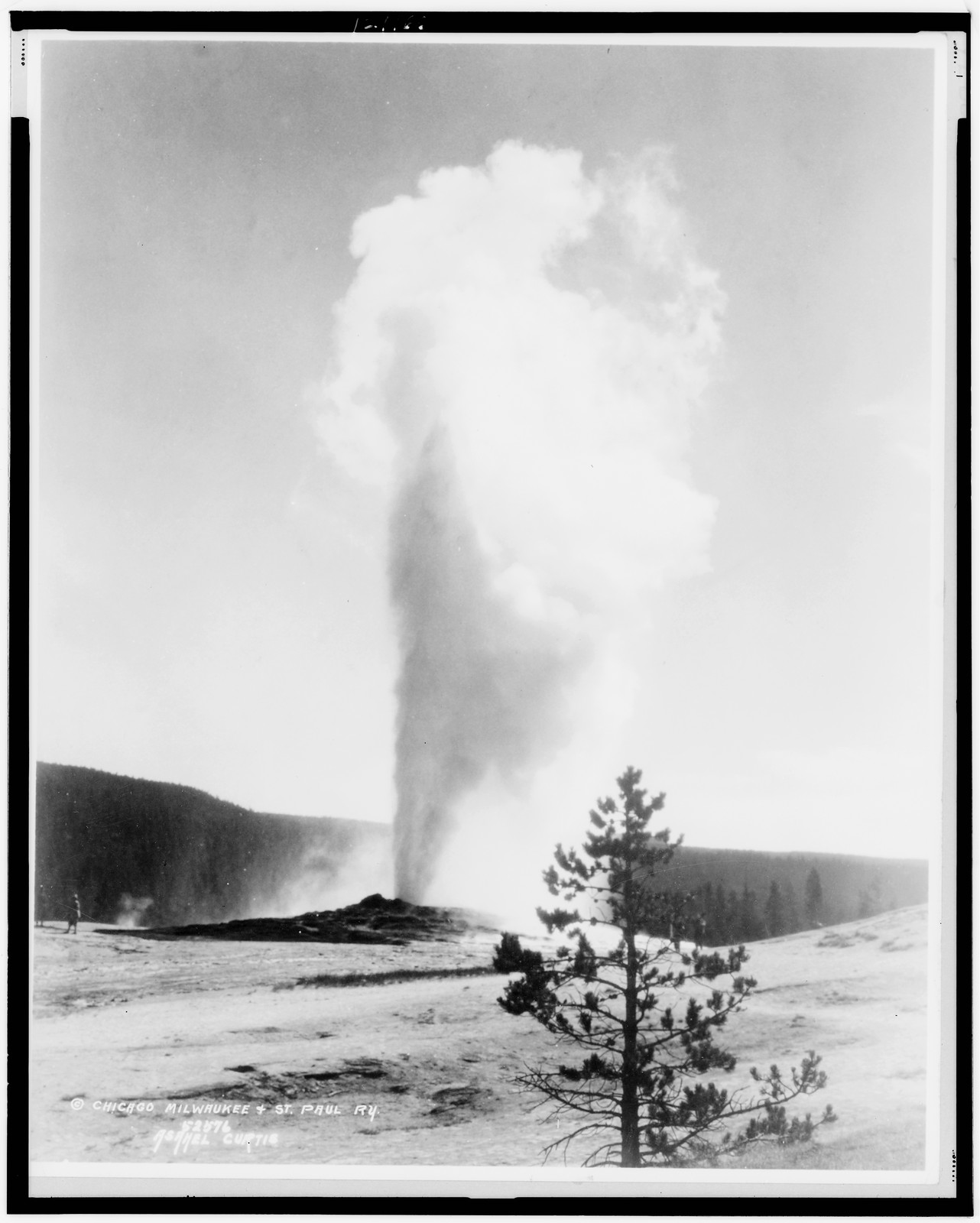 [Old Faithful geyser erupting, Yellowstone National Park, Wyoming], c1927. — historic photograph